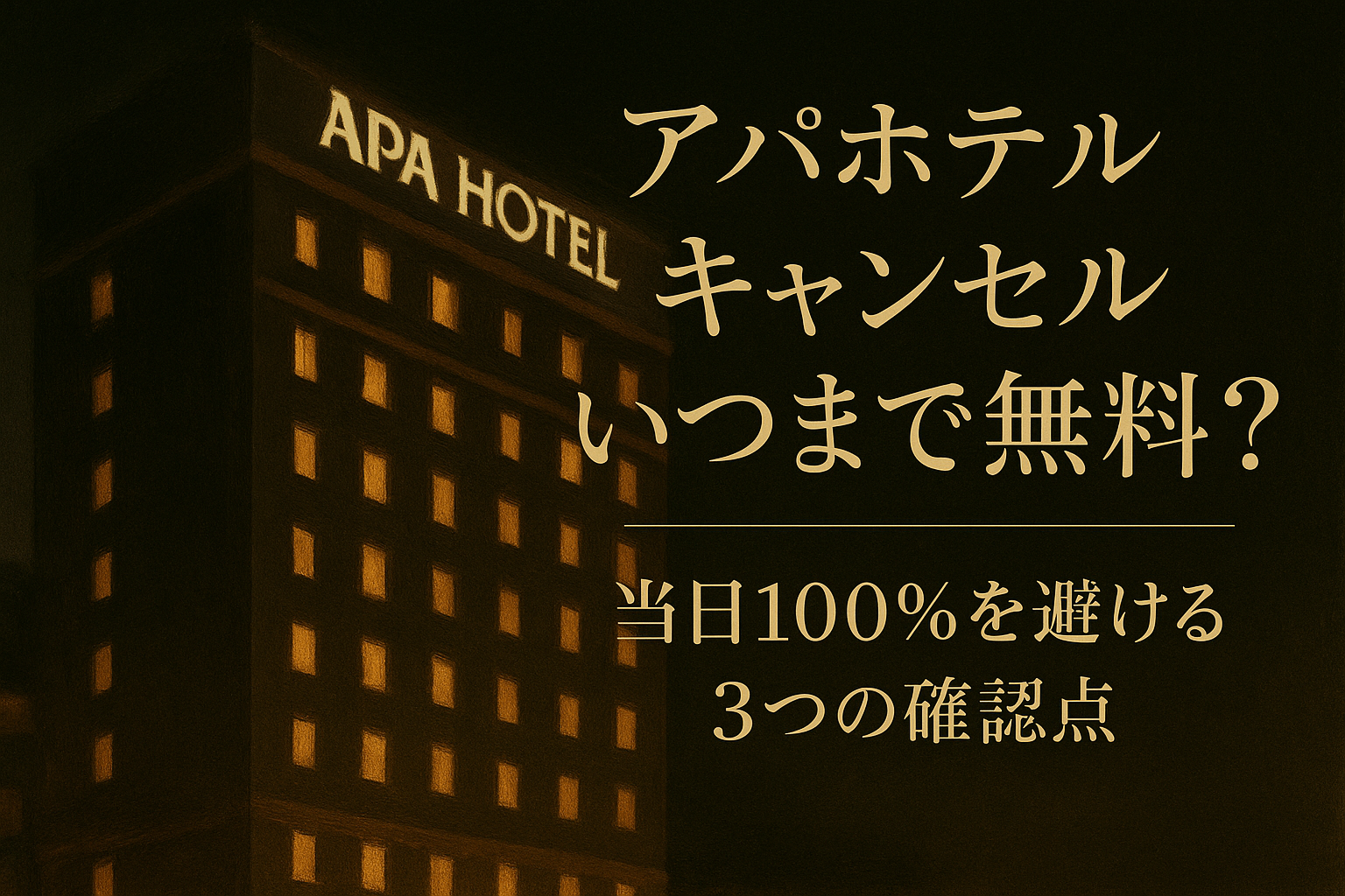 アパホテル キャンセル いつまで無料?当日100%を避ける3つの確認点