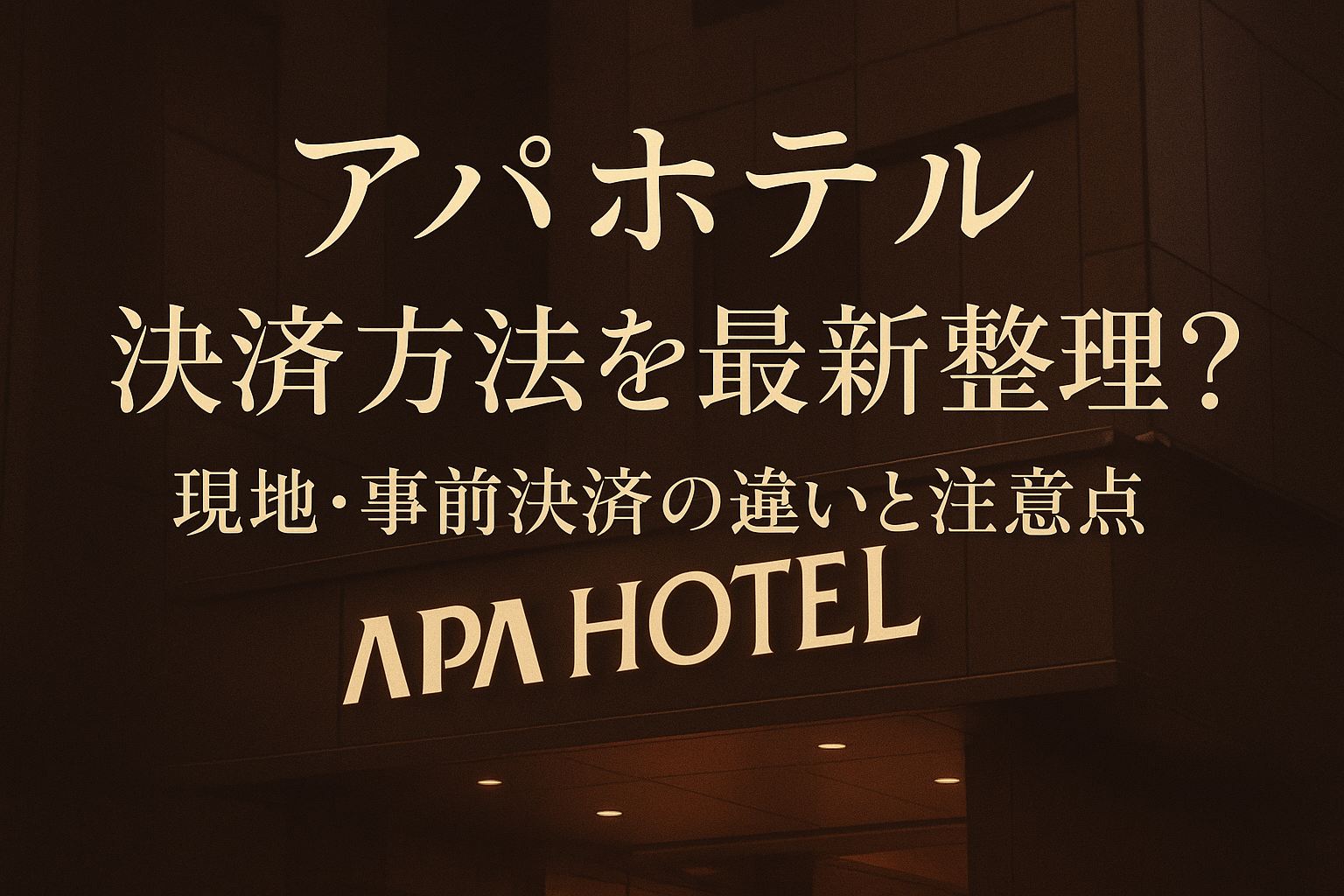 アパホテル 決済方法を最新整理？現地・事前決済の違いと注意点7つ