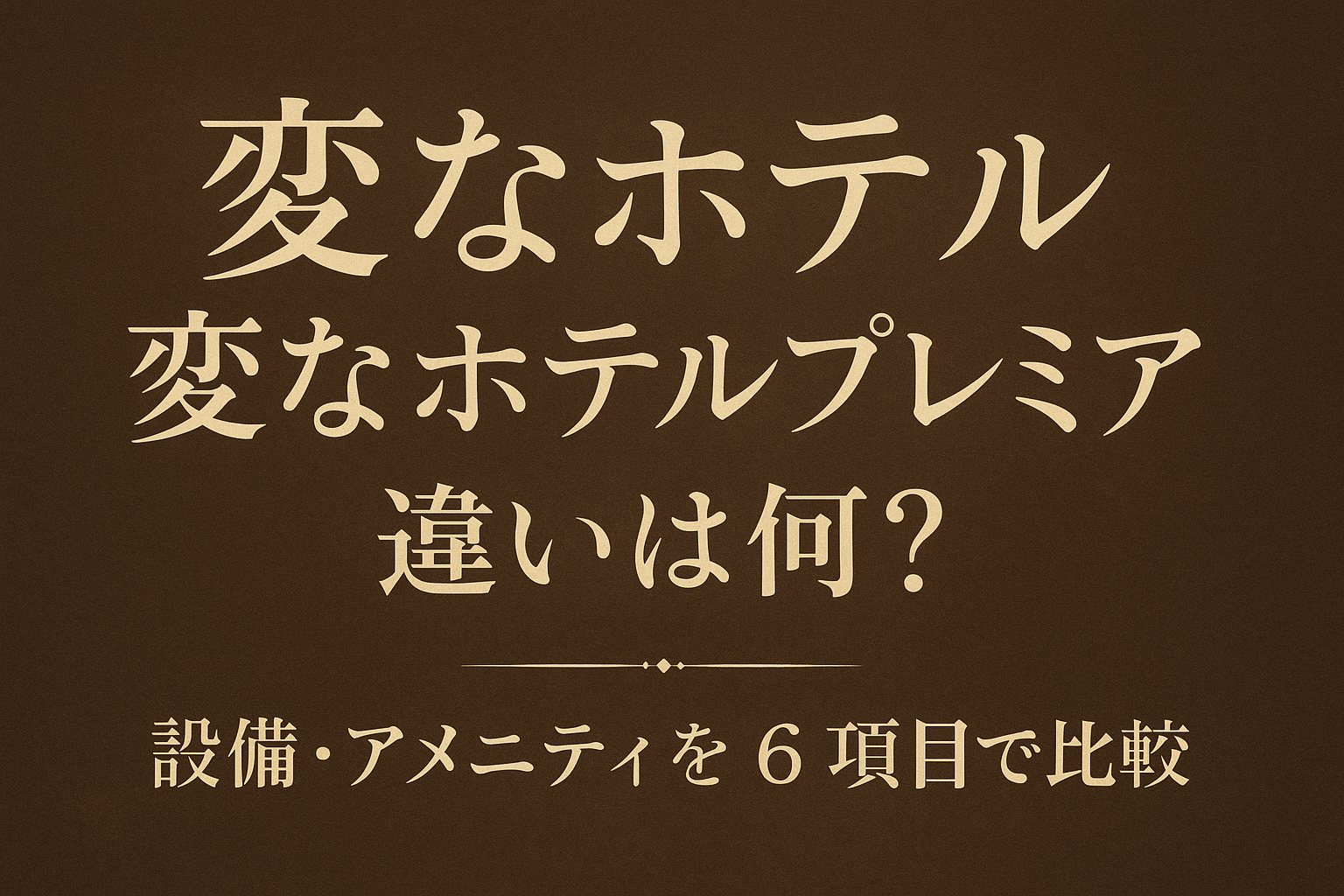 変なホテル 変なホテルプレミア 違いは何?設備・アメニティを6項目で比較