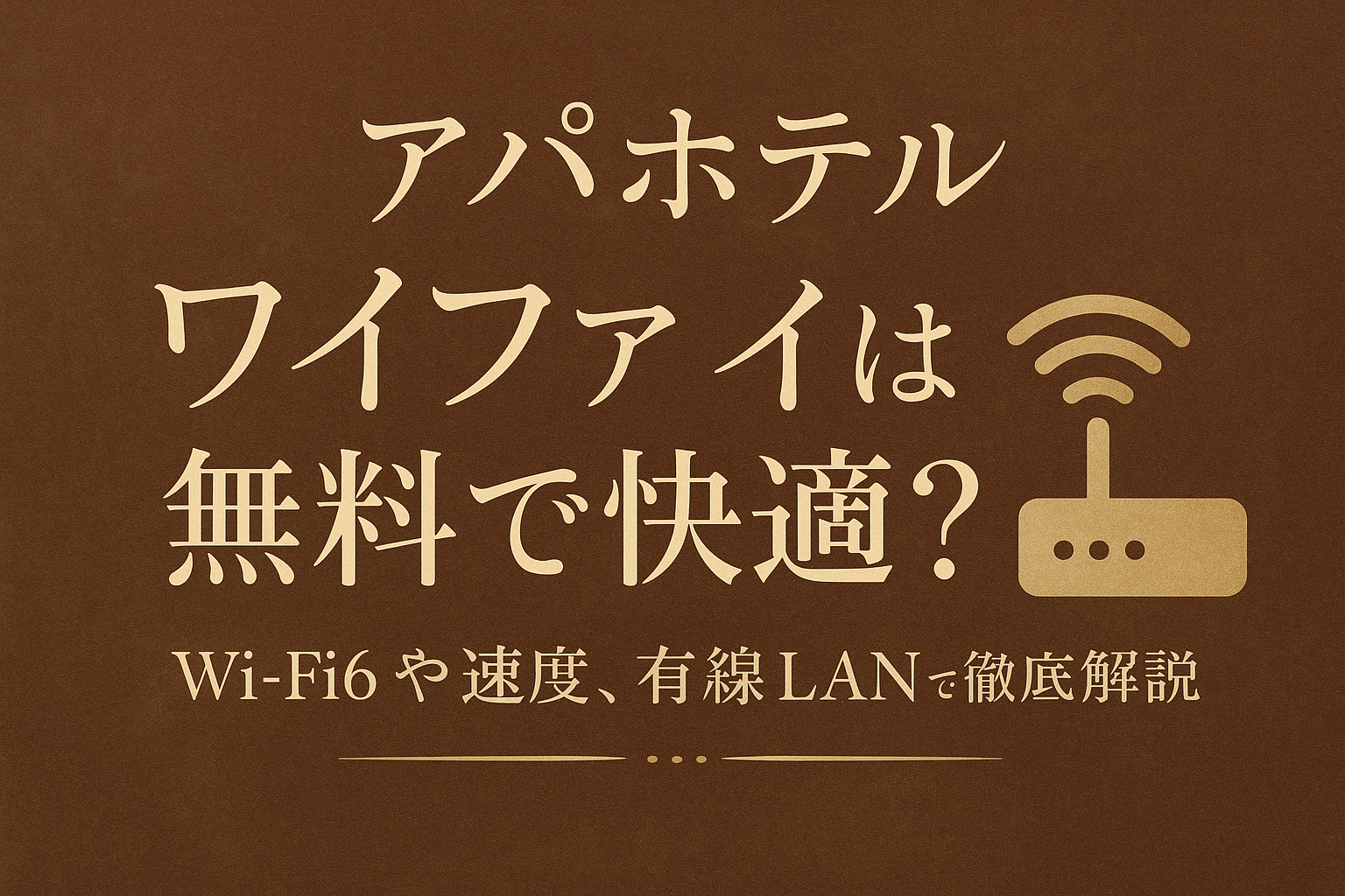 アパホテル ワイファイは無料で快適?Wi-Fi6や速度、有線LANまで徹底解説