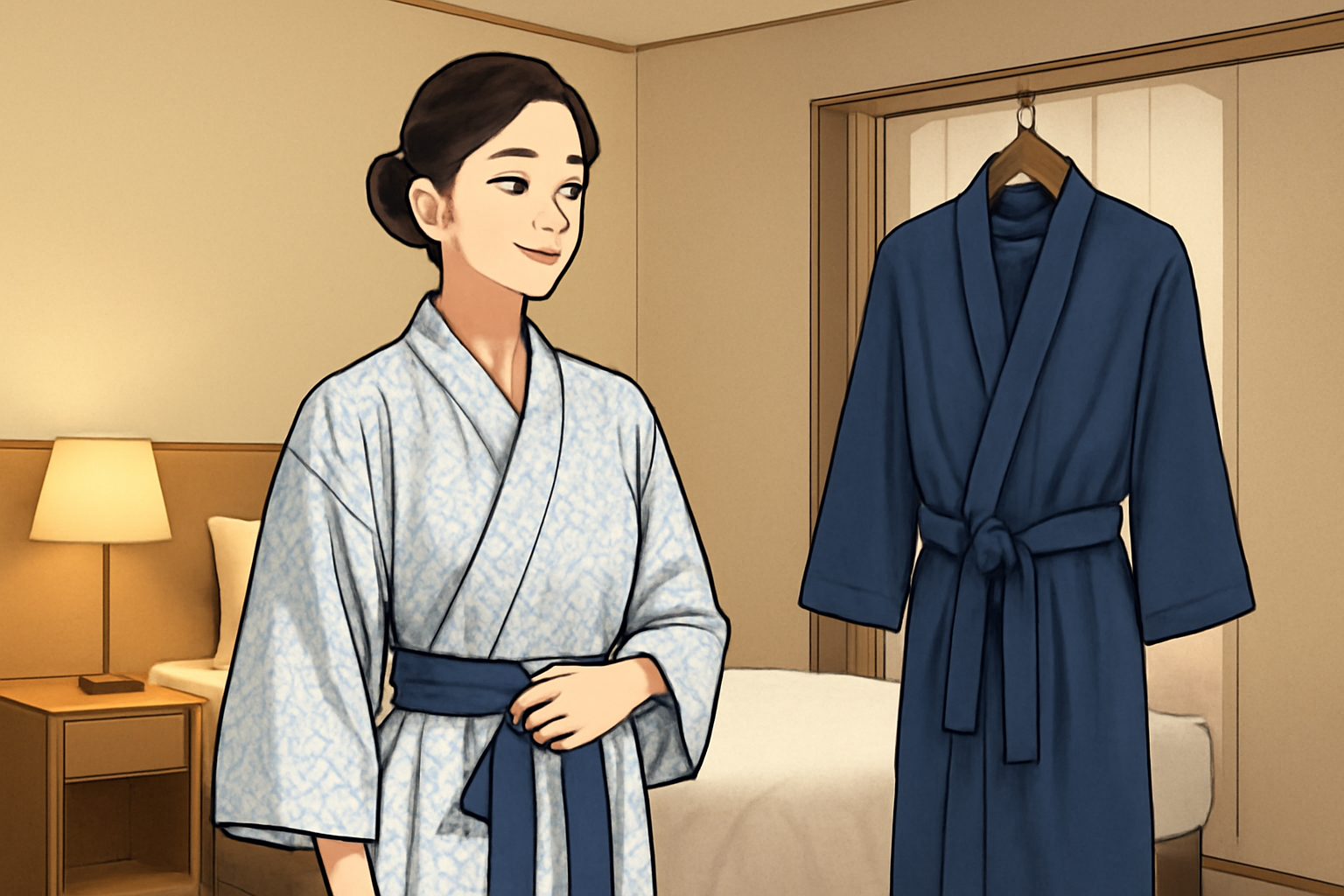 アパホテルのルームウェアは浴衣またはナイトガウンが全室に用意されています