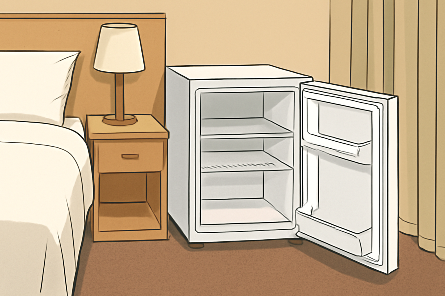 アパホテルの客室に冷凍庫は基本的にありません