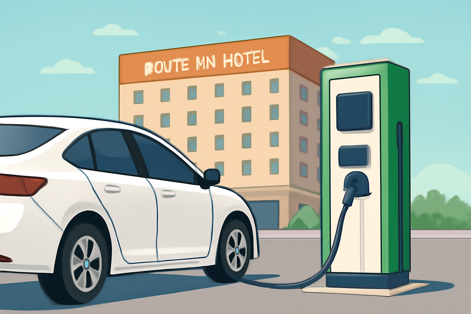 ルートインホテルズのEV充電は「時間課金」が基本です