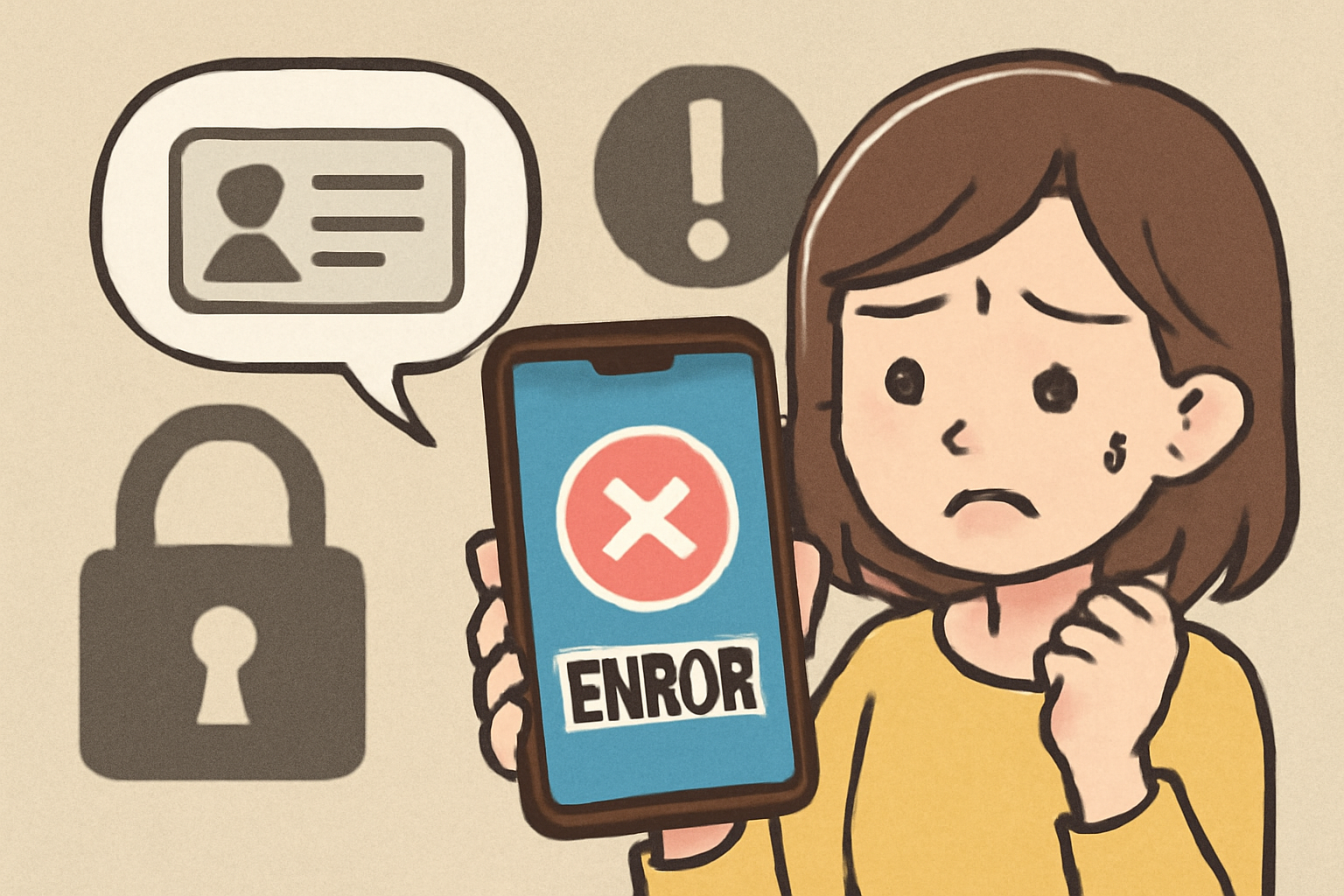 ログインできない主な理由は「別登録」「ロック」「入力」「通信」「機種変更」です