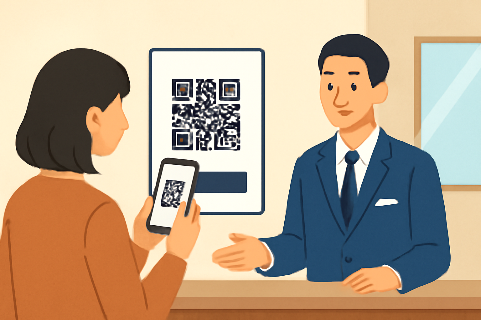 コンフォートホテルのオンラインチェックインは、QRコードで非接触かつ短時間で完了します