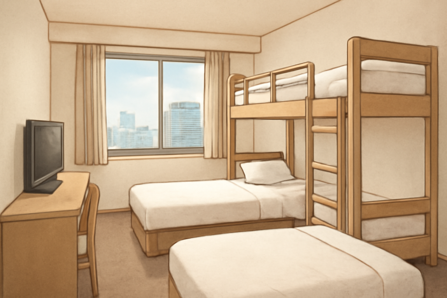 スーパーホテルの上下型ツインは「省スペースで2〜3人に強い」部屋タイプです