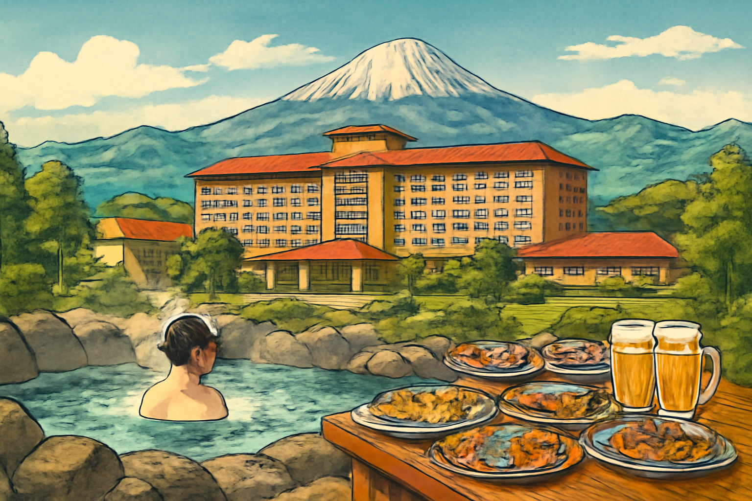 高評価が集まりやすい理由は「温泉」「バイキング」「飲み放題」の三点です