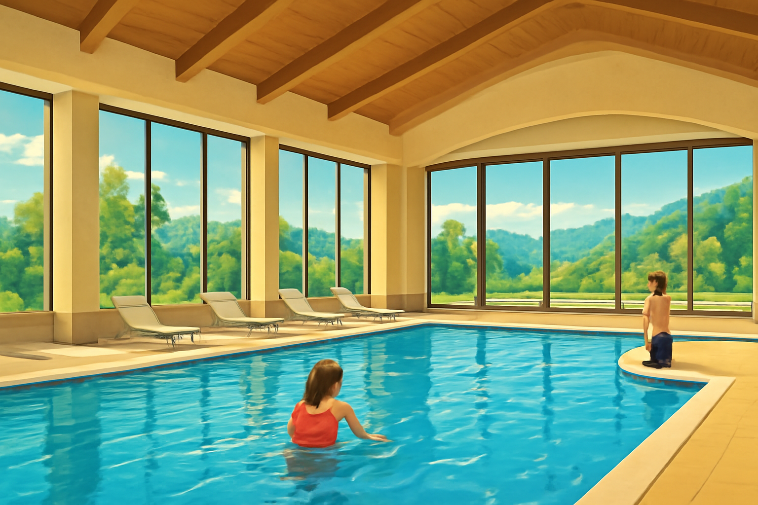 宿泊でも日帰りでも使いやすい夏季限定の屋内プールです