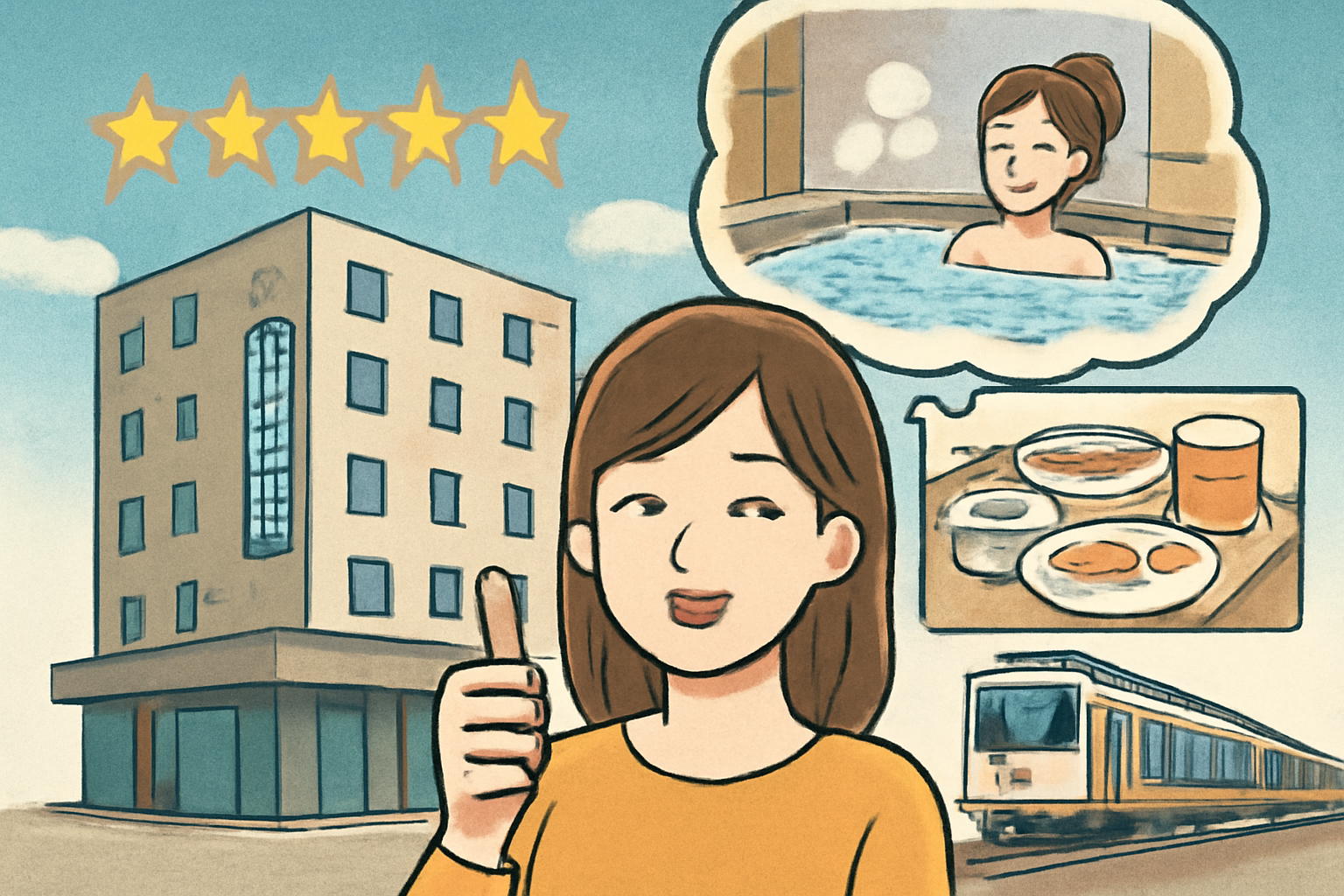 高評価が集まりやすい理由は「炭酸泉」「無料朝食」「駅近」「接客」にあります