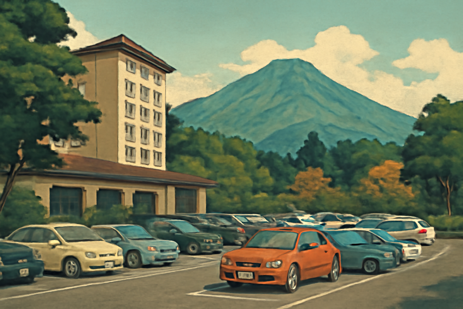 亀の井ホテル 筑波山 駐車場は無料・屋外・予約不要です